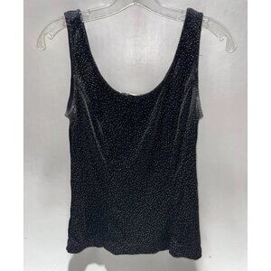 La Nuit Black Spotted Glitter Sparkly Tank Top Camisole Size Medium
